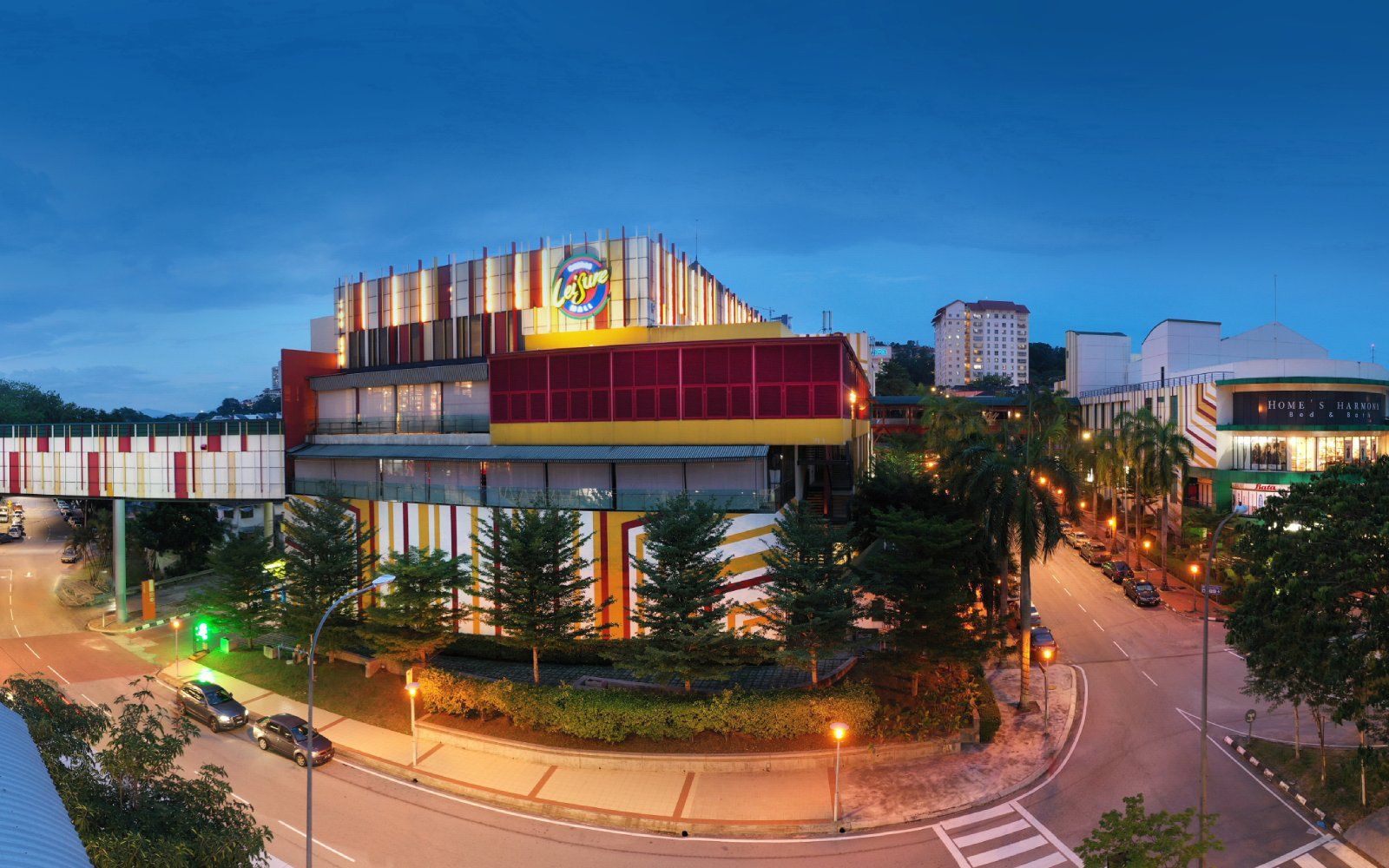 Cheras LeisureMall exterior at dusk