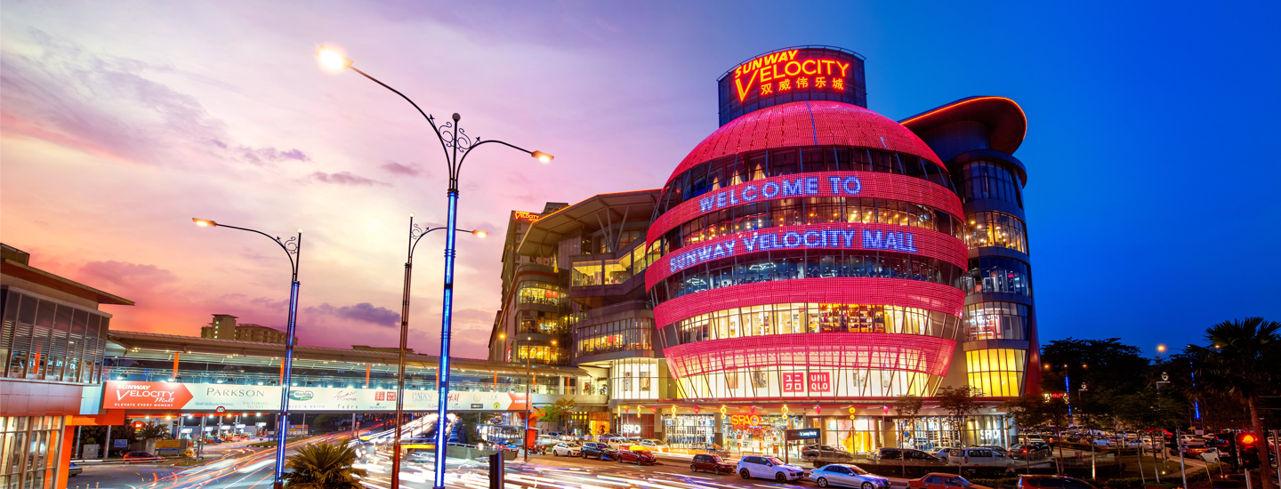 Sunway Velocity Mall illuminated exterior